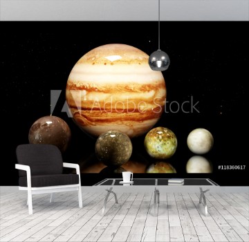 Bild på Jupiters moons and star Elements of this image furnished by NA